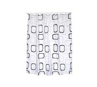 MSV Rideau de Douche Polyester 180x200cm Motifs Gris & Blanc - Anneaux Inclus