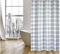 MSV Rideau de Douche Polyester Begonia 180x200cm QUALITÉ Premium Taupe & Blanc - Anneaux Inclus
