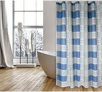 MSV Rideau de Douche Polyester CERAMIQUE 180x200cm QUALITÉ Premium Bleu - Anneaux Inclus