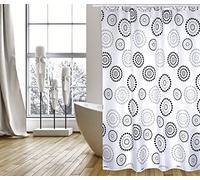 MSV Rideau de Douche Polyester Dots 180x200cm QUALITÉ Premium Gris - Anneaux Inclus