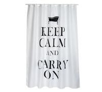 MSV Rideau de Douche Polyester Keep Calm 180x200cm QUALITÉ Premium Noir & Blanc - Anneaux Inclus