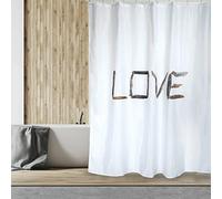 MSV Rideau de Douche Polyester Love 180x200cm Beige - Anneaux Inclus