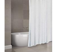 MSV Rideau de Douche Polyester MOSAIK 180x200cm QUALITÉ Premium Noir & Blanc - Anneaux Inclus