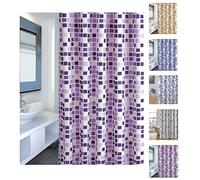 MSV Rideau de Douche Polyester MOSAIKO 180x200cm QUALITÉ Premium Violet - Anneaux Inclus