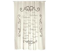 MSV Rideau de Douche Polyester Paris 180x200cm QUALITÉ Premium Crème - Anneaux Inclus