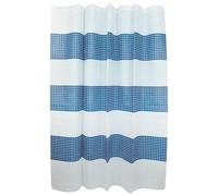 MSV Rideau de Douche Polyester Quadro 180x200cm QUALITÉ Premium Bleu & Blanc - Anneaux Inclus