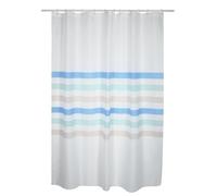MSV France – Rideau de douche Deauville – Tissu polyester blanc à rayures – 180 x 200 cm – 8 œillets
