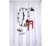 MSV Rideau de Douche Polyester Take Your Time 180x200cm QUALITÉ Premium - Anneaux Inclus