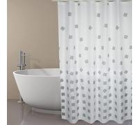 MSV Rideau de Douche Polyester THIKA 180x200cm QUALITÉ Premium Gris - Anneaux Inclus