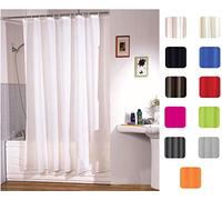 MSV Rideau de Douche Polyester 180x200cm Blanc - Anneaux Inclus