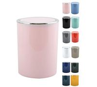 MSV Salle de Bains Aspen Design Poubelle Salle de Bains Poubelle à pédale Poubelle Push à Couvercle basculant Récipient à ordures à Couvercle oscillant 6 litres (ØxH): Approx. 18,5 x 26cm Rose