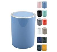 MSV Salle de Bains Série Aspen Design Poubelle Salle de Bains Poubelle à pédale Poubelle Push à Couvercle basculant Récipient à ordures à Couvercle oscillant 6 litres (ØxH): Approx. 18,5 x 26 cm Bleu