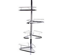 MSV Service de Douche télescopique avec étagères, métal, Argent, 25.5 x 250 x 32.5 cm