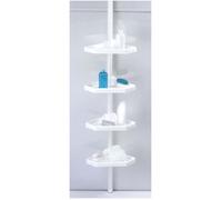 MSV - Étagère de Douche d'angle Auto-portée - 4 Tablettes - Grande Extensibilité 135-260 cm - Blanc - Télescopique sans Perçage - Rangement Flexible pour Salle de Bain