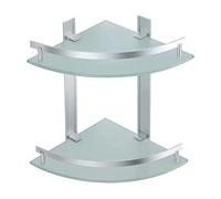 MSV Tabarca Étagère d'angle en Aluminium et Verre pour Salle de Bain