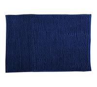 MSV - Tapis de Bain Chenille - Poils Longs Microfibres Moelleux Anti-dérapant - 60 x 90 cm - Bleu Foncé - Lavable en Machine - Boucle d'Accrochage pour Séchage Rapide