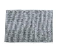 MSV - Tapis de Bain Microfibre Chenille - Poils Longs Anti-dérapant - 40 x 60 cm - Gris Clair - Lavable en Machine - Boucle d'Accrochage Pratique - Confort et Hygiène Optimisés