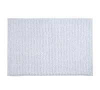 MSV - Tapis de Bain Microfibre Chenille - Poils Longs Anti-dérapant - Lavable en Machine - Boucle d'Accrochage Pratique - Confort et Hygiène Optimisés - Blanc - Unitaire - 50x80 cm