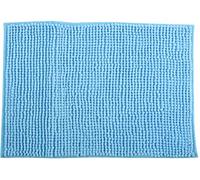 MSV - Tapis de Bain Microfibre Chenille - Poils Longs Anti-dérapant - 50 x 80 cm - Bleu Clair - Lavable en Machine - Boucle d'Accrochage pour Séchage Rapide