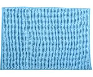 MSV - Tapis de Bain Microfibre Chenille - Poils Longs Anti-dérapant - Lavable en Machine - Boucle d'Accrochage Pratique - Confort et Hygiène Optimisés - Bleu Clair - Unitaire - 50x80 cm