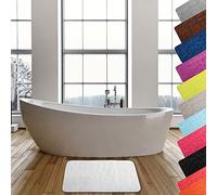 MSV - Tapis de Bain Microfibre Pebble - Absorbant et Antidérapant - 50 x 80 cm - Blanc - Lavable en Machine - Séchage Rapide - Confort Optimal pour Salle de Bain