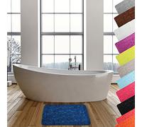 MSV - Tapis de Bain Microfibre Pebble - Absorbant et Antidérapant - 50 x 80 cm - Bleu Marine - Lavable en Machine - Séchage Rapide - Confort Optimal pour Salle de Bain