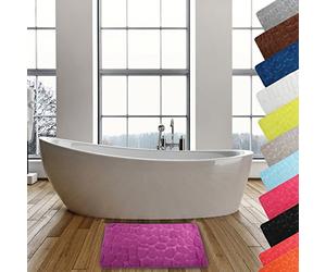 MSV - Tapis de Bain Microfibre Pebble - Absorbant et Antidérapant - 50 x 80 cm - Violet - Confort Doux et Séchage Rapide - Idéal pour Salle de Bain et Douche