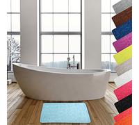 MSV - Tapis de Bain Microfibre Pebble - Sécurité Renforcée - Base Antidérapante - Usage Salle de Bain - Public Cible : Enfants et Personnes Âgées - 40 x 60 cm - Couleur Bleu Clair