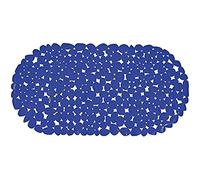 MSV Tapis Fond de Baignoire PVC Galets 39x99cm Bleu Marine