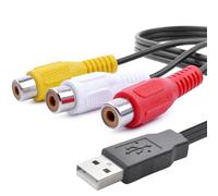 Msvueioe Câble USB vers 3RCA, USB mâle vers 3 prises RCA femelles, répartiteur audio et vidéo, câble adaptateur composite AV pour appareils photo numériques, PC, Mac, AV, HDD et DVR