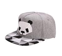 MSW Casquette de baseball unisexe avec motif panda hip-hop et autocollant en caoutchouc à bord plat - - Medium