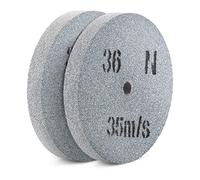 MSW Meules de rechange Disques Abrasives MSW-GW-150/20-36 (2 pièces, Granulation 36, 150 x 20 x 12,7 mm, Corindon/oxyde d'aluminium, compatible avec touret à meuler GRIN250D)