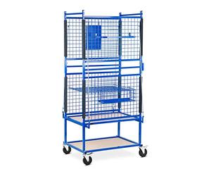 MSW MSW-RPS-500 Chariot Mobile D'Atelier De Rangement pour Pi?Ces De Carrosserie (Trois étages, Dimensions : 60 x 90 x 202 cm, Capacité de Charge de 220 kg)