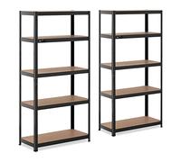 MSW MSW-STSH-22 Étagère Charge Lourde Étagère métallique Étagère d'atelier 90 x 40 x 180 cm Supporte 5 x 175 kg Noir Lot de 2