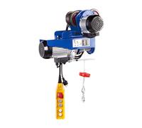 MSW PROCAT 800 Chariot Porte-Palan Treuil Électrique (Capacité de 800 kg, 1 300 W, Câble de 12 m, Ø 5,1 mm, Résistance à la traction de 2 000 kg, Bleu)