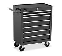 MSW Servante D'Atelier Outils Rangement Vide Chariot Mobile Métallique À roulettes sans Outils Roulante MSW-WWG-11 (7 Tiroirs @ 51 x 28 cm, Capacité De 60 kg, 2 Clés, Acier)