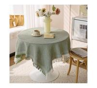 Mswborml Amovible Nappe Ronde Anti Tache en Coton Lin, Anti-Poussière Nappes Circulaires pour Table à Manger Cuisine Nappe de Table Linge de Table Lavable avec Franges, Lavable,C,90x150cm/35x59in