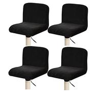 Mswborml B,4PCS, Velours Housse Tabouret de Bar avec Dossier Lot de 6/4/2, Carré Housse de Chaise Tabouret de Bar, Pivotant Housse Protection Chaise de Bar Haute Couvre Chaise de Salle à Manger