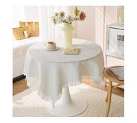 Mswborml Doux Nappe Ronde Anti Tache en Coton Lin, Anti-Poussière Nappe de Table Linge de Table Lavable avec Franges, Amovible Nappes Circulaires pour Table à Manger Cuisine,D,90x150cm/35x59in