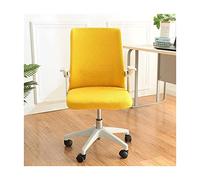 Mswborml Extensible Housse de Chaise de Bureau sans Accoudoir, Amovible Housse de Fauteuil de Bureau Universelle, Rotatif Couverture de Chaise de Bureau Lavable, Facile à Installer,Jaune,1Large