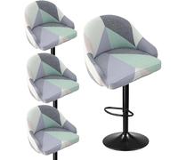 Mswborml Imprimé Housse de Tabouret de Bar avec Petit Dossier Lot de 4/2, Incurvé Housse pour Chaise Haute de Bar Scandinave, Lavable Housse de Protection pour Chaise de Bar avec Accoudoirs,T,4PCS