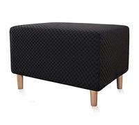 Mswborml Noir,23~31inch, Grille Housse Ottomane Housse de Pouf Extensible Rectangulaire, Antidérapante Housse de Repose-Pieds Rectangle, Lavable Housse de Protection pour Repose-Pieds