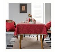 Mswborml Rouge Nappe Table Basse Salon, Élégante Nappe Rectangulaire avec Bordure en Dentelle Dorée, Linge de Table Nappe Lavable Couverts de Table Rectangle pour Décoration,C,140x160cm/55x63in