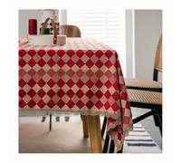 Mswborml Rouge Nappe Table Basse Salon, Élégante Nappe Rectangulaire avec Bordure en Dentelle Dorée, Linge de Table Nappe Lavable Couverts de Table Rectangle pour Décoration,B,100x140cm/39x55in