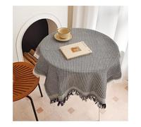 Mswborml Tissée Nappe de Table Linge de Table Lavable avec Franges, Doux Nappe Ronde Anti Tache en Coton Lin, Anti-Poussière Nappes Circulaires pour Table À Manger Cuisine,D,90x150cm/35x59in