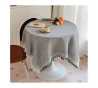 Mswborml Tissée Nappe de Table Linge de Table Lavable avec Franges, Doux Nappe Ronde Anti Tache en Coton Lin, Anti-Poussière Nappes Circulaires pour Table À Manger Cuisine,C,180x380cm/71x150in