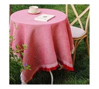 Mswborml Tissée Nappe de Table Linge de Table Lavable avec Franges, Doux Nappe Ronde Anti Tache en Coton Lin, Anti-Poussière Nappes Circulaires pour Table À Manger Cuisine,A,180x380cm/71x150in