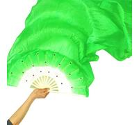 MSWgjYRQ Éventail de danse carré en bambou imitation soie de 1,5 m - Kung Fu Tai Chi - Accessoires de spectacle, fête, festival, bricolage - Décoration - Éventails pliants (vert)