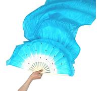 MSWgjYRQ Éventail de danse carré en bambou imitation soie de 1,5 m - Kung Fu Tai Chi - Accessoires de spectacle, fête, festival, bricolage - Décoration - Éventails pliables (bleu)