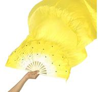 MSWgjYRQ Éventail de danse carré en bambou imitation soie de 1,5 m - Kung Fu Tai Chi - Accessoires de spectacle, fête, festival, bricolage - Décoration - Éventails pliants (jaune)